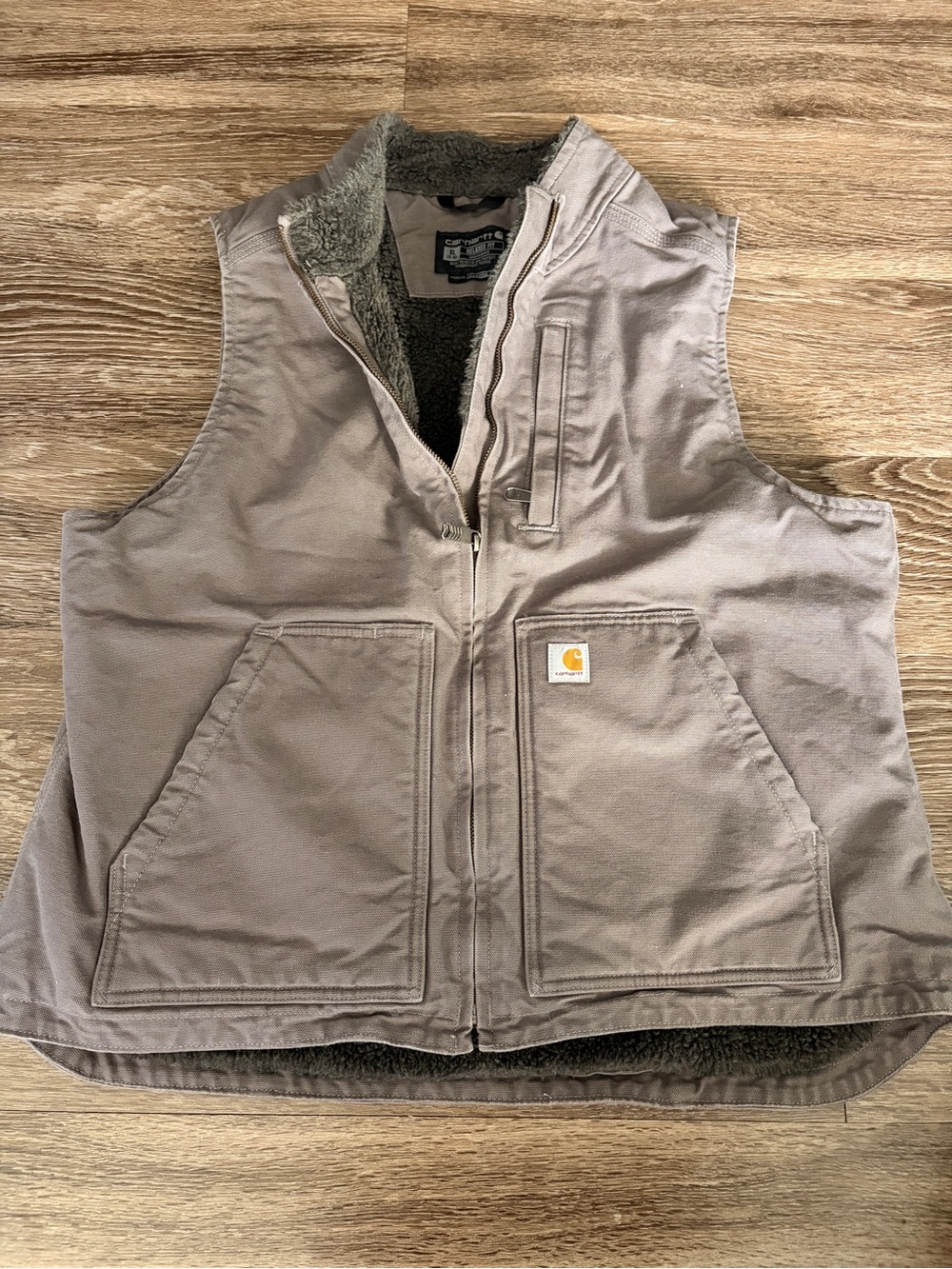 Carhartt Women’s Gray XL Sherpa-Lined Canvas Vest
